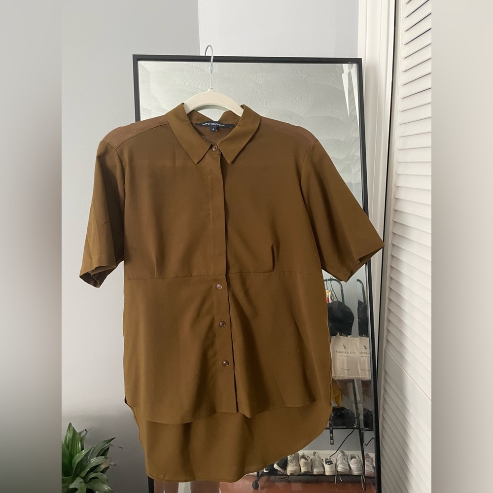 French Connection Button Down Short Sleeve Top